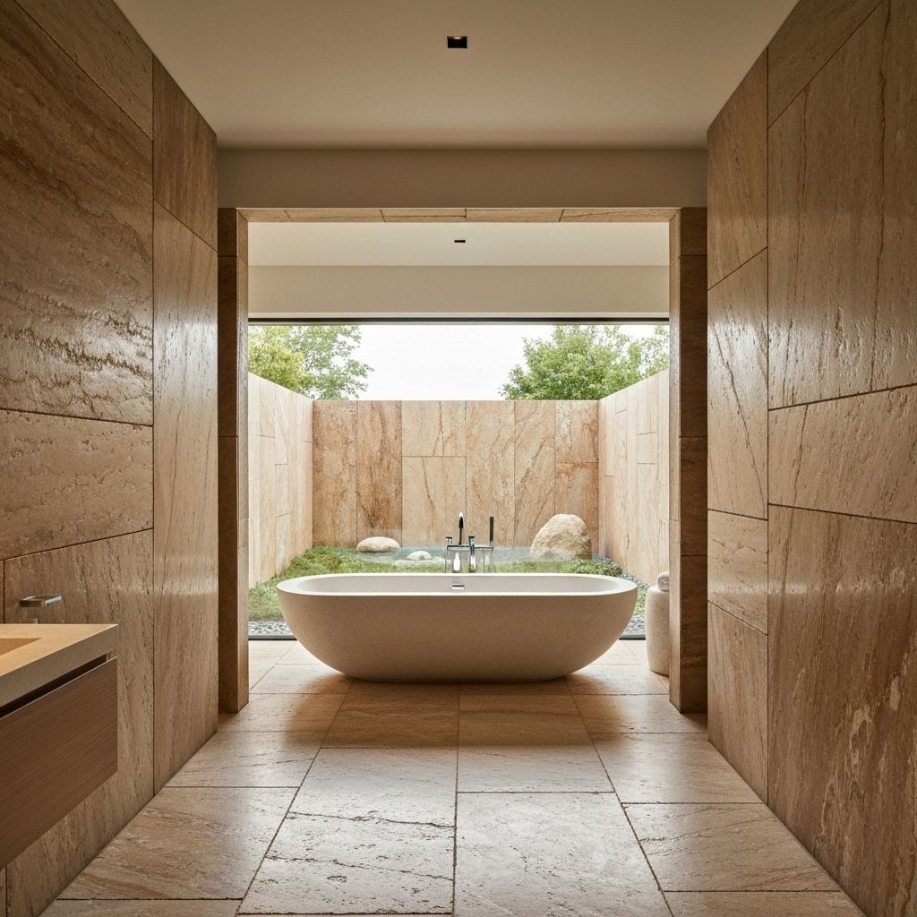 Luxury bathroom with freestanding tub and natural light